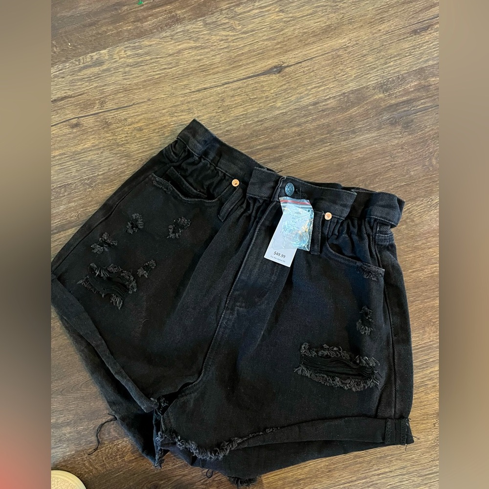 NWT Black paper bag shorts